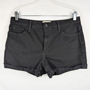 Universal Thread Women's Black High Rise Midi Shorts Frayed Hem Size 12 Distress